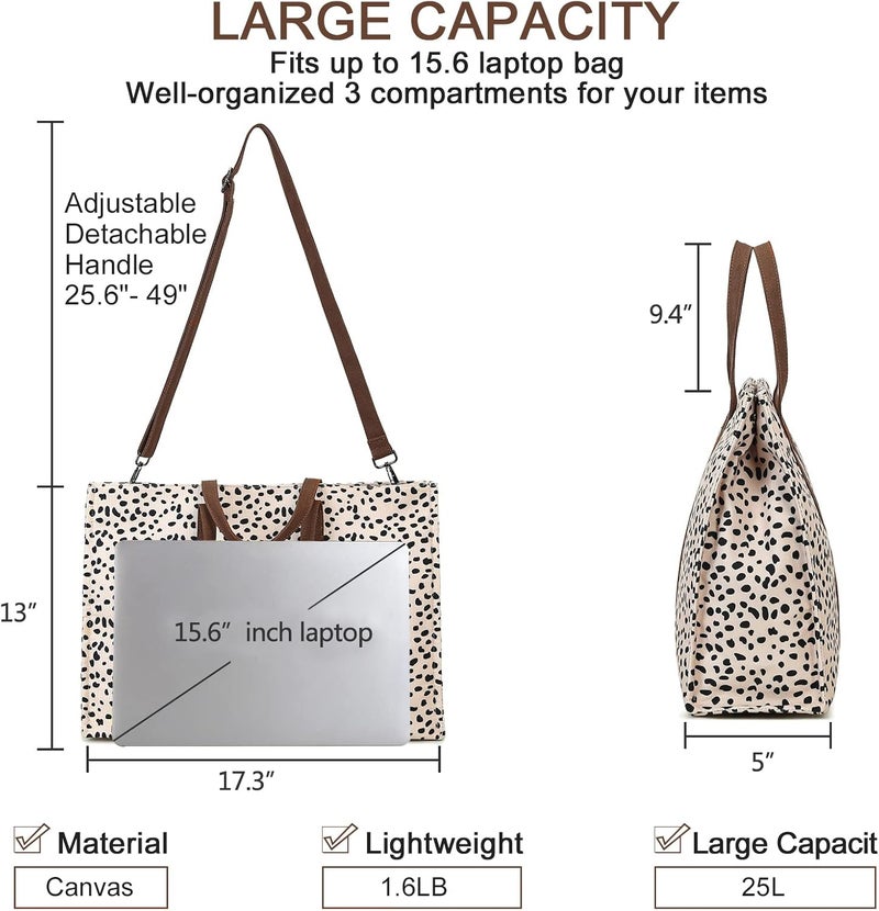 BTOOP Laptop Tote Bag for Women Work 15.6 inch Canvas Shoulder Bags Computer Messenger Purse Teacher Handbag Office Briefcase - Image 3